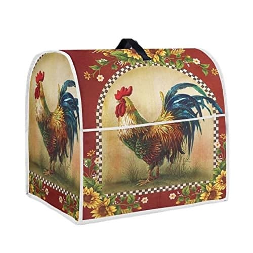 Annejudy Kitchen Aid Mixer Cover, Sunflower Rooster Print Kitchen Stand Mixer Dust Cover with Handle, Kitchen Aid Covers for Stand Mixer or Coffee Maker With Pocket, Kitchen Aid Mixer Assecories