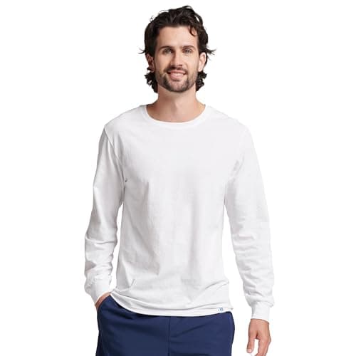 Russell Athletic Mens Cotton Performance Long Sleeve T-Shirts T Shirt, White, Large US