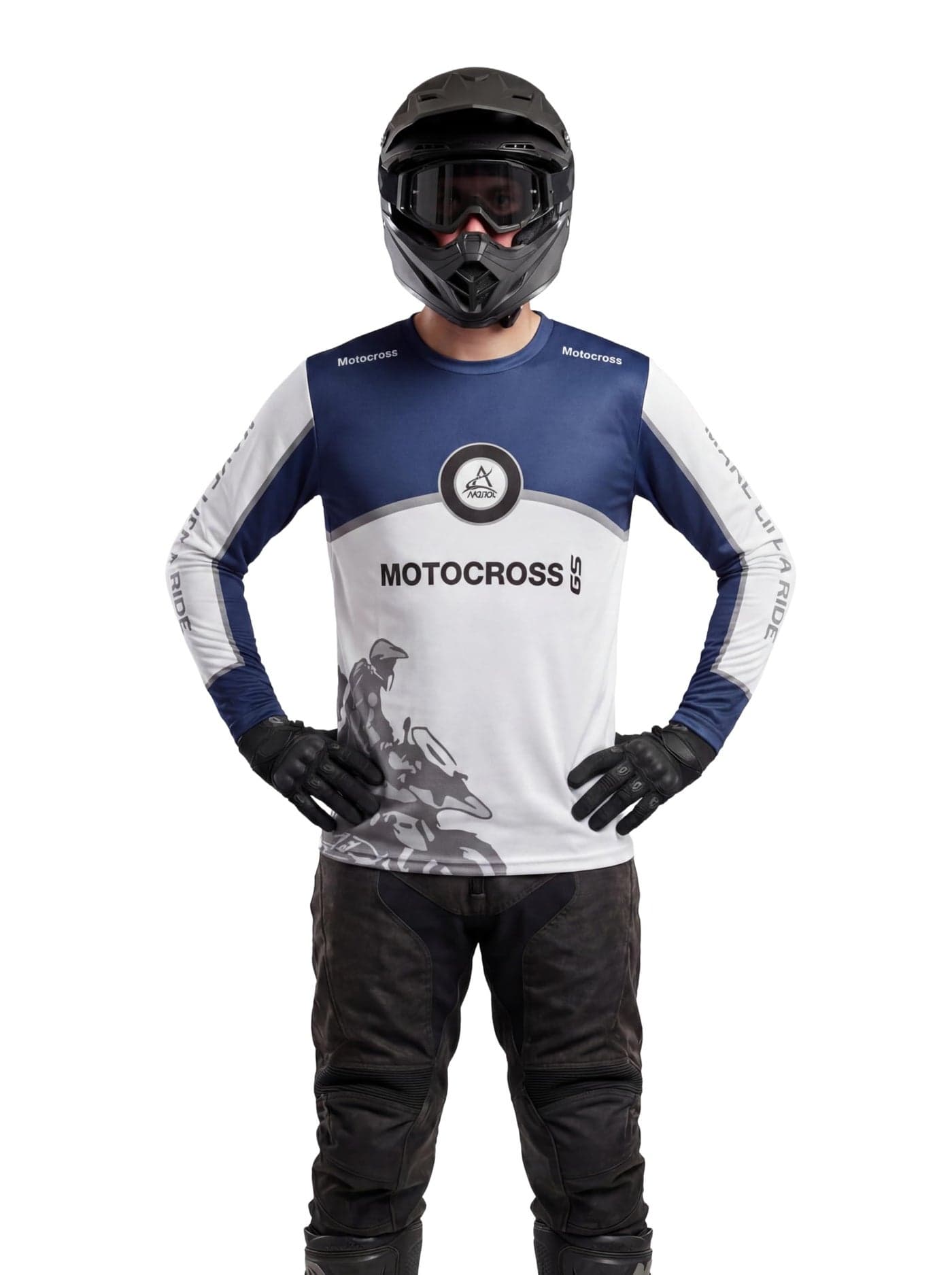 AKIBA Full Sleeve Motocross Printed Biker Racing Jersey, Riding Sports T-Shirt for Unisex (in, Numeric, 36, Blue)