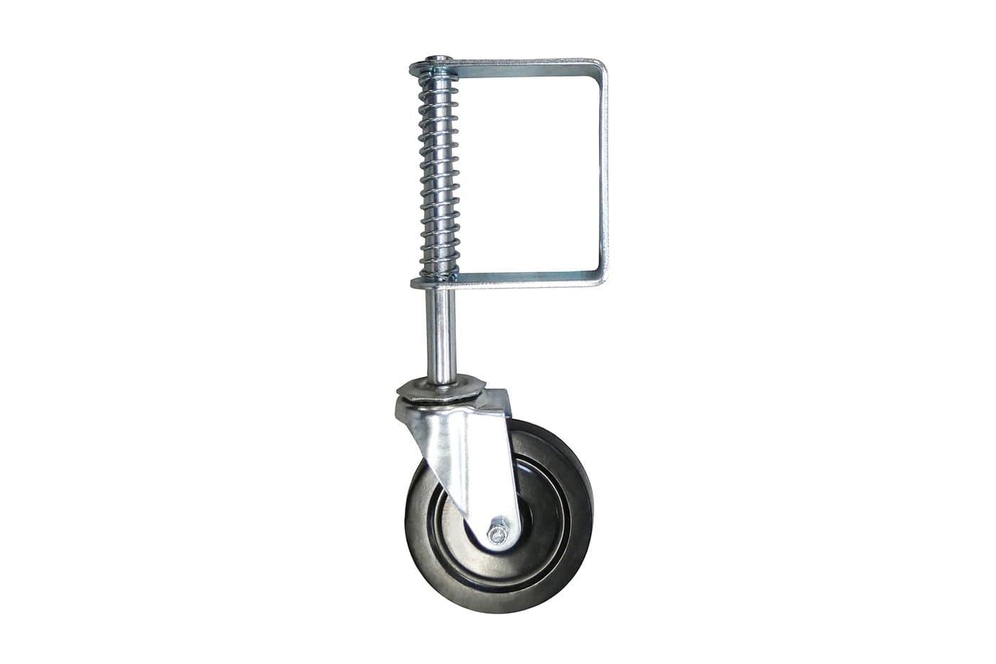 Shepherd Hardware 8735 Hard Rubber Spring Gate Caster with Universal Mount 5Inch Wheel 220lb Load Capacity Black