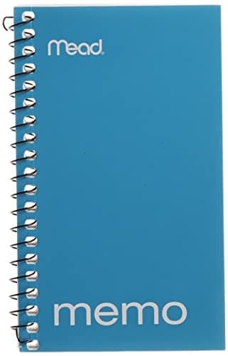 Mead Memo Book College Ruled 5 x 3 Inches Wirebound 60 Sheets Assorted 45534