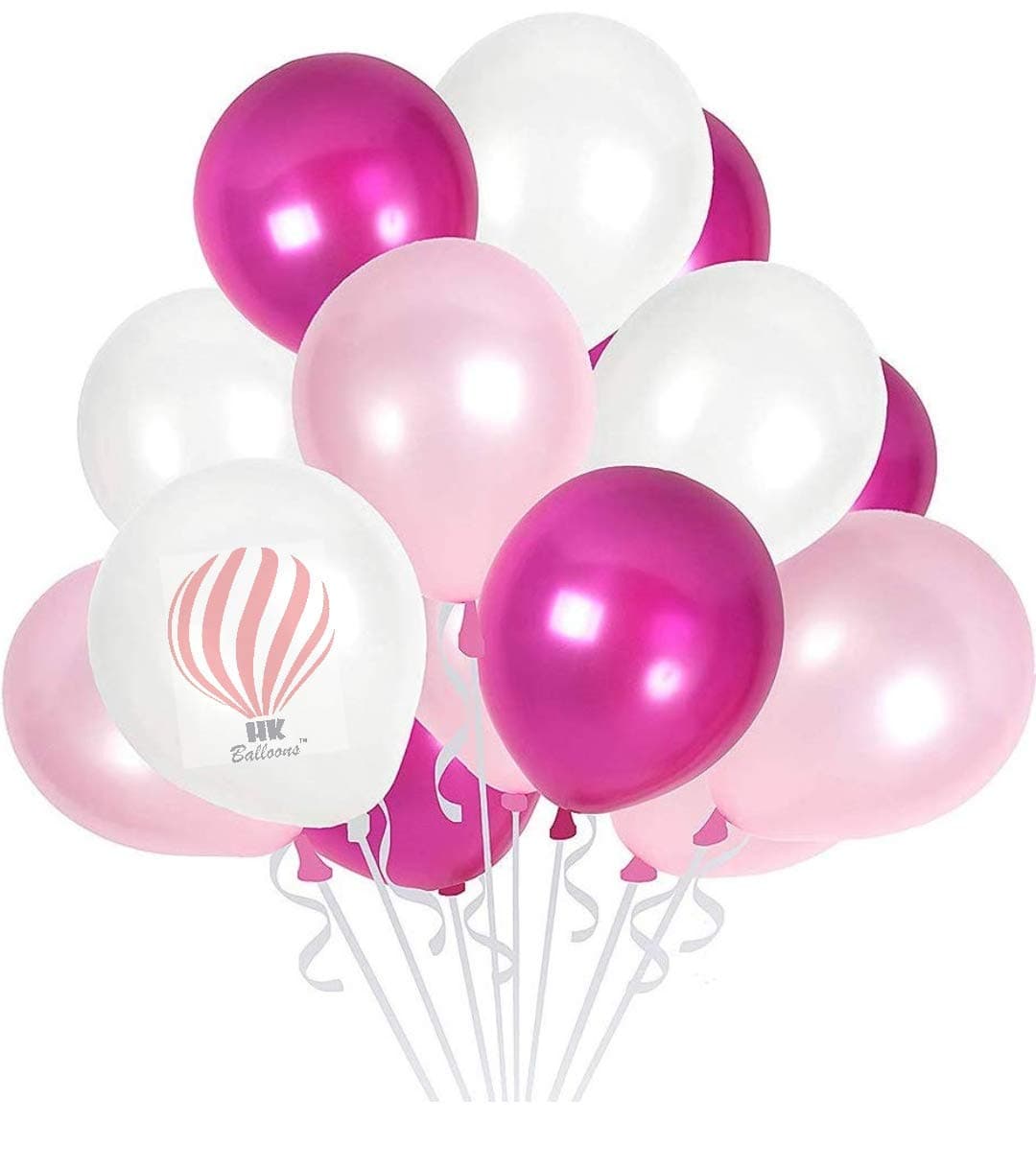 HK Balloons100Pcs Magenta Pink White Latex Balloons Premium Helium Balloons for Birthday Wedding Valentine Engagement Anniversary Christmas Festival Baby Shower Party Decorations Balloon