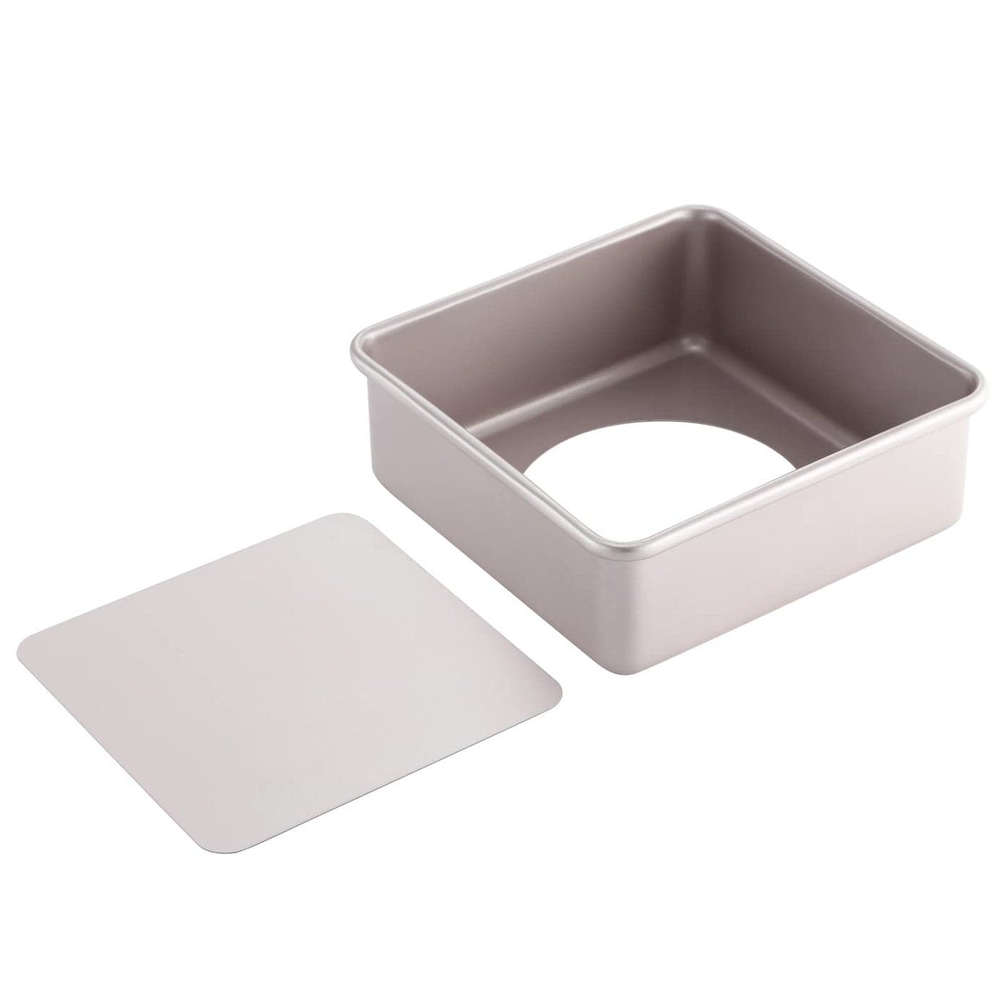 CHEFMADE Square Cake Pan 8Inch Deep Dish with Removable Loose Bottom NonStick Square Bakeware for Oven Baking Champagne Gold