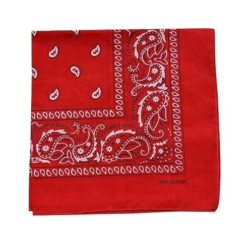 DIKHAWA Unisex Soft Breathable Cotton Paisley Printed Cowboy Bandanas,Headband,Scarf (RED_50CM X 50CM_Pack of 1)