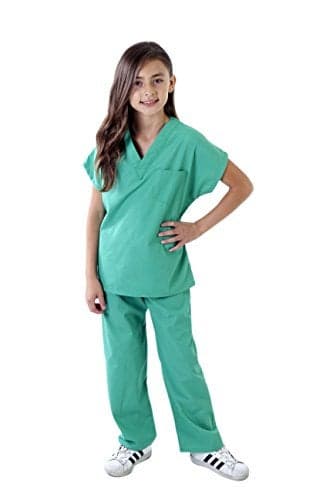Natural Uniforms Childrens Scrub Set-Soft Touch-Role Play Costume Set (Surgical Green, 4)