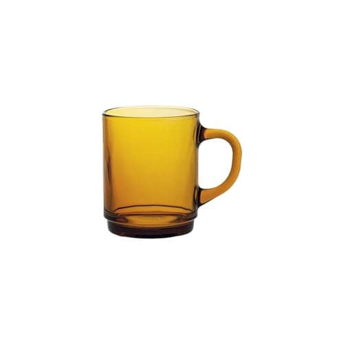 Duralex® Versailles Amber (Gold) Tempered Glass Mugs | 260ml Set of 6 | Ultra-Resistant, Stackable Coffee & Tea Mugs | Microwave & Dishwasher Safe | Giftable Mug Set