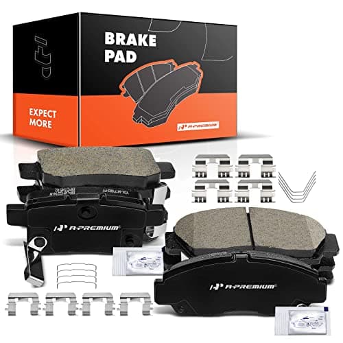A-Premium Front & Rear Ceramic Disc Brake Pads Set Compatible with Select Honda and Acura Models - Accord 2008-2012, TSX 2009-2014, with Hardware, 8 Pcs