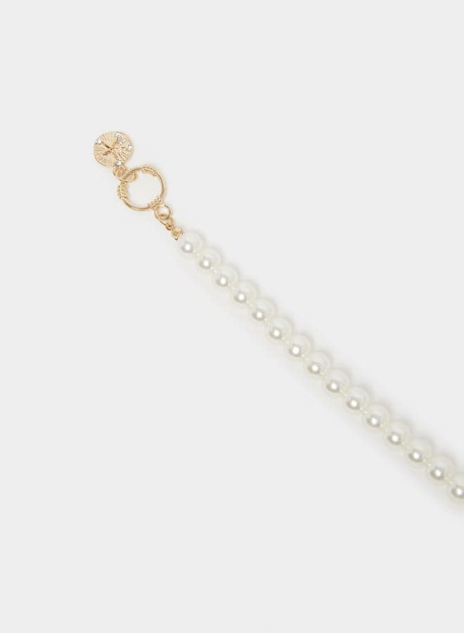 White Pearl Beaded Necklace
