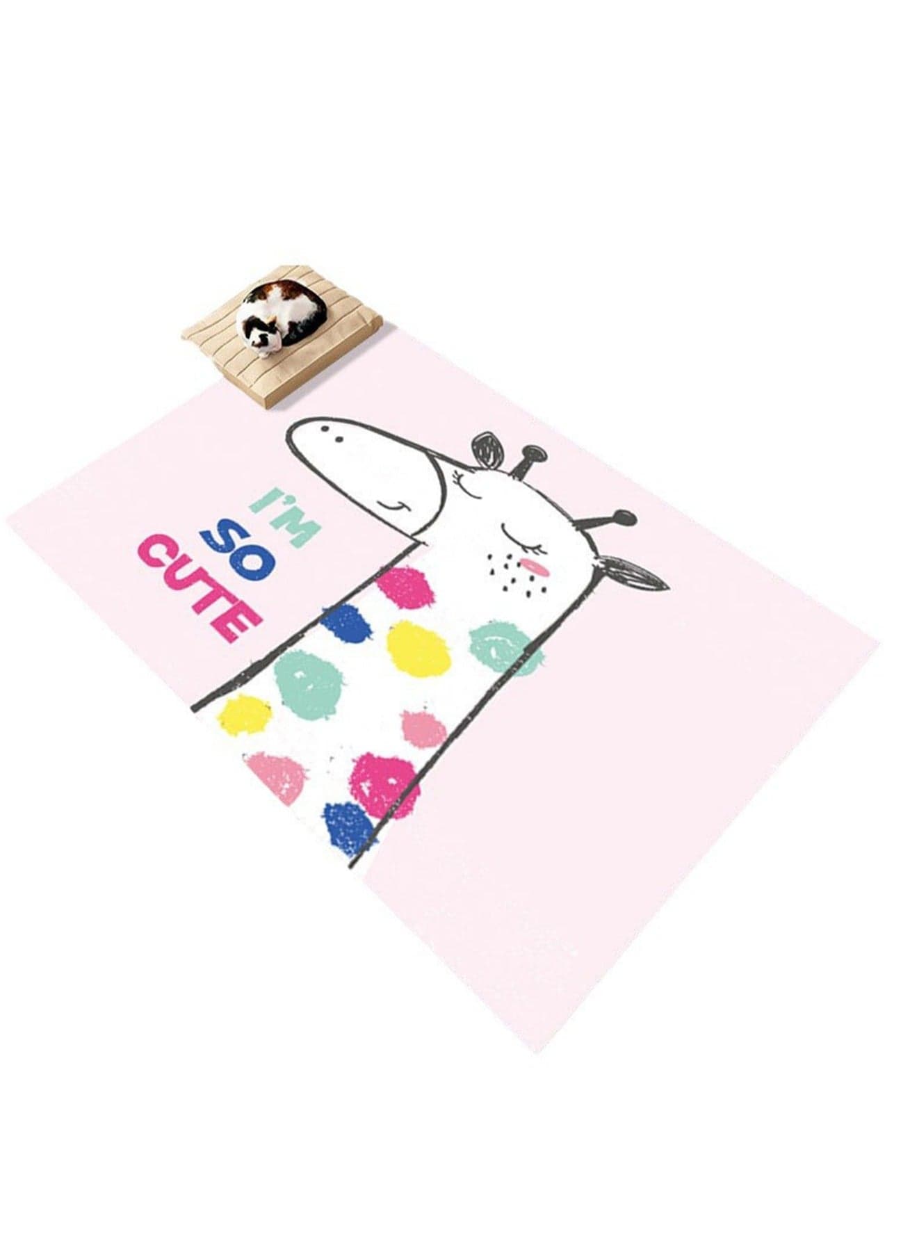 40*60cm Cartoon Absorbent Floor Mat Non-slip Soft Microfiber Shower Door Mat Cute Pet Floor Mat Room Decoration White Carpet (Giraffe)