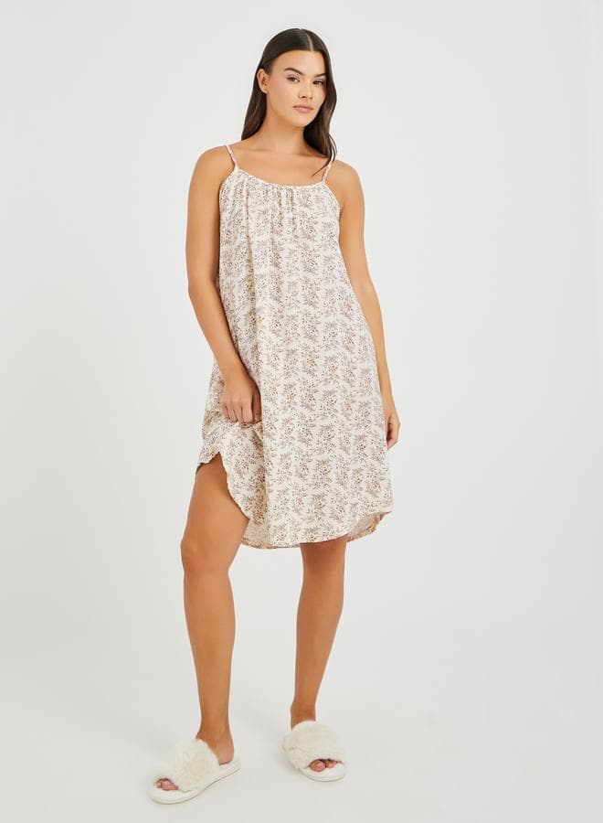 Floral Print Cotton Gauze Slip Dress