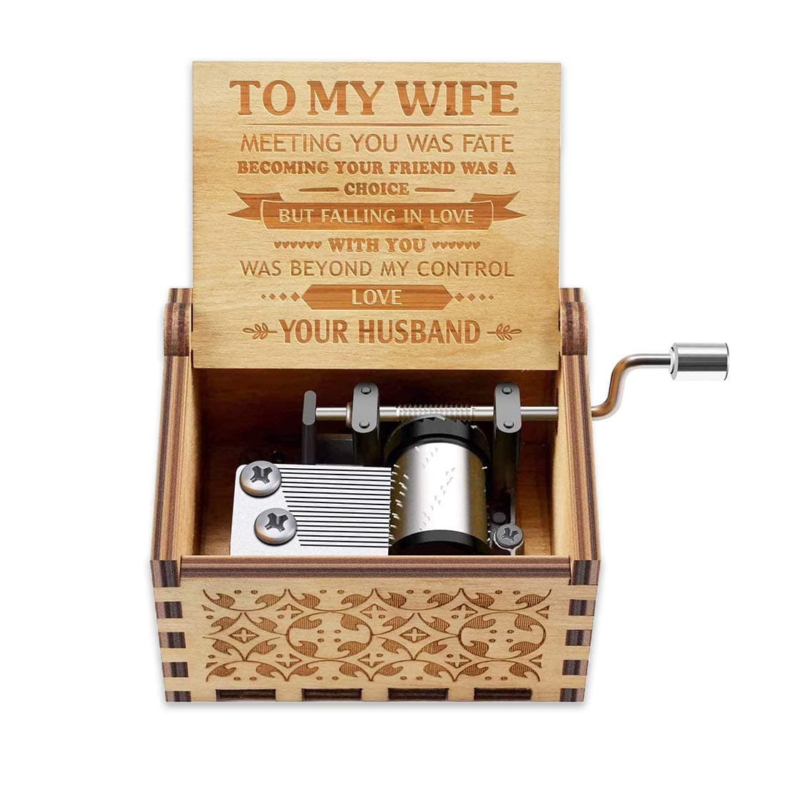 Music Box Gift for Wife Romantic Birthday Valentine Anniversary Christmas to My Wife Gifts from Husband Boyfriend Love Women Girl Girlfriend Wooden Hand Crank Musical Box Play You are My Sunshine