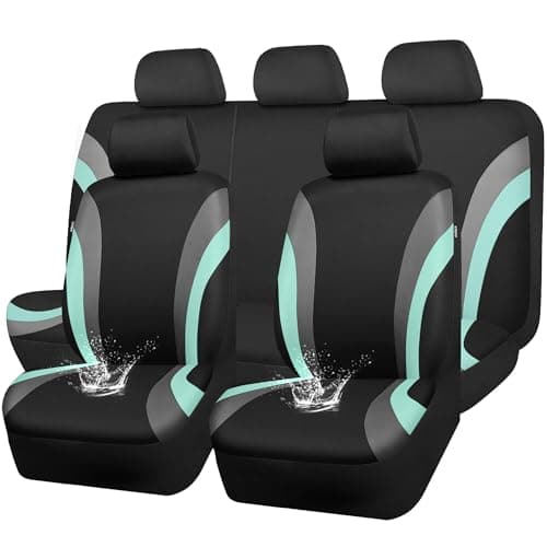 CAR PASS EVA Waterproof Car Seat Covers Full Set, Mint Seat Covers for Cars,Airbag Compatible,Universal Fit Sedans,Vans,SUVs,Trucks (Black and Mint)