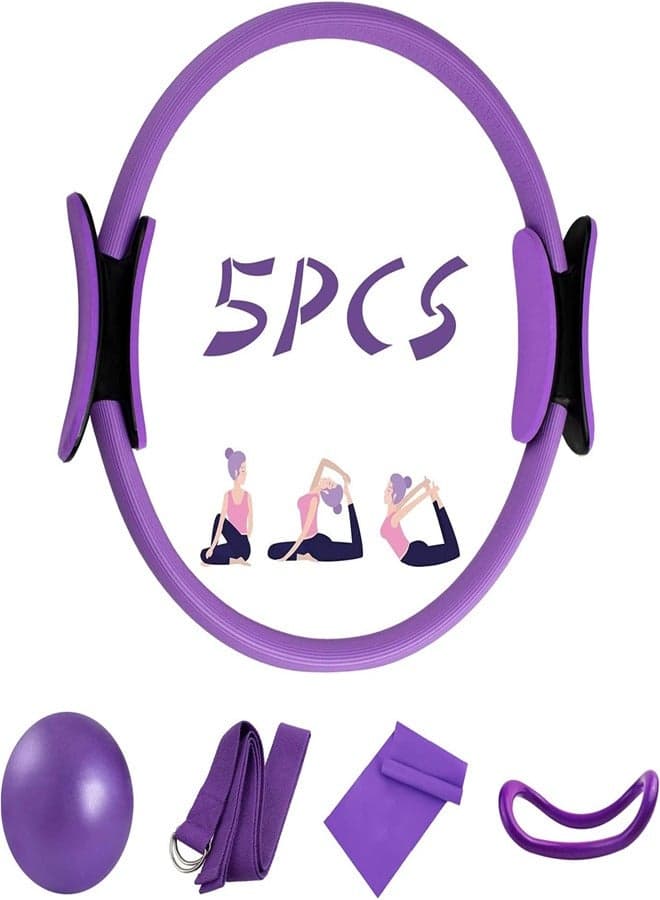 5 Pcs Pilates Ring Set Yoga Fitness Magic Circle Pilates Equipment for Home Workouts Fitness kit