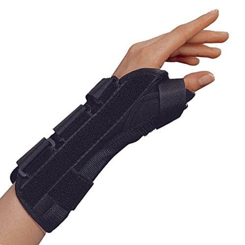 OTC Wrist-Thumb Splint, 8-Inch Adult for Men and Women, Lightweight Breathable, Black, Large