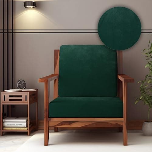 Decorian Soft Velvet Stretchable Printed Solid Sofa Slipcovers, Wooden Sofa Seat Cover, Sofa Back Cushion Covers (Pack of 4, Velvet Teal Green)