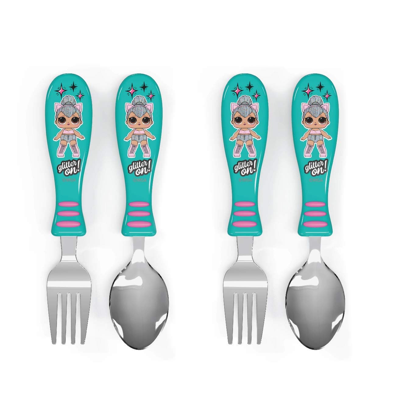 Zak Designs LOL Surprise Easy Grip Fork and Spoon Set Kitty Queen 4piece setFlatware 2pk