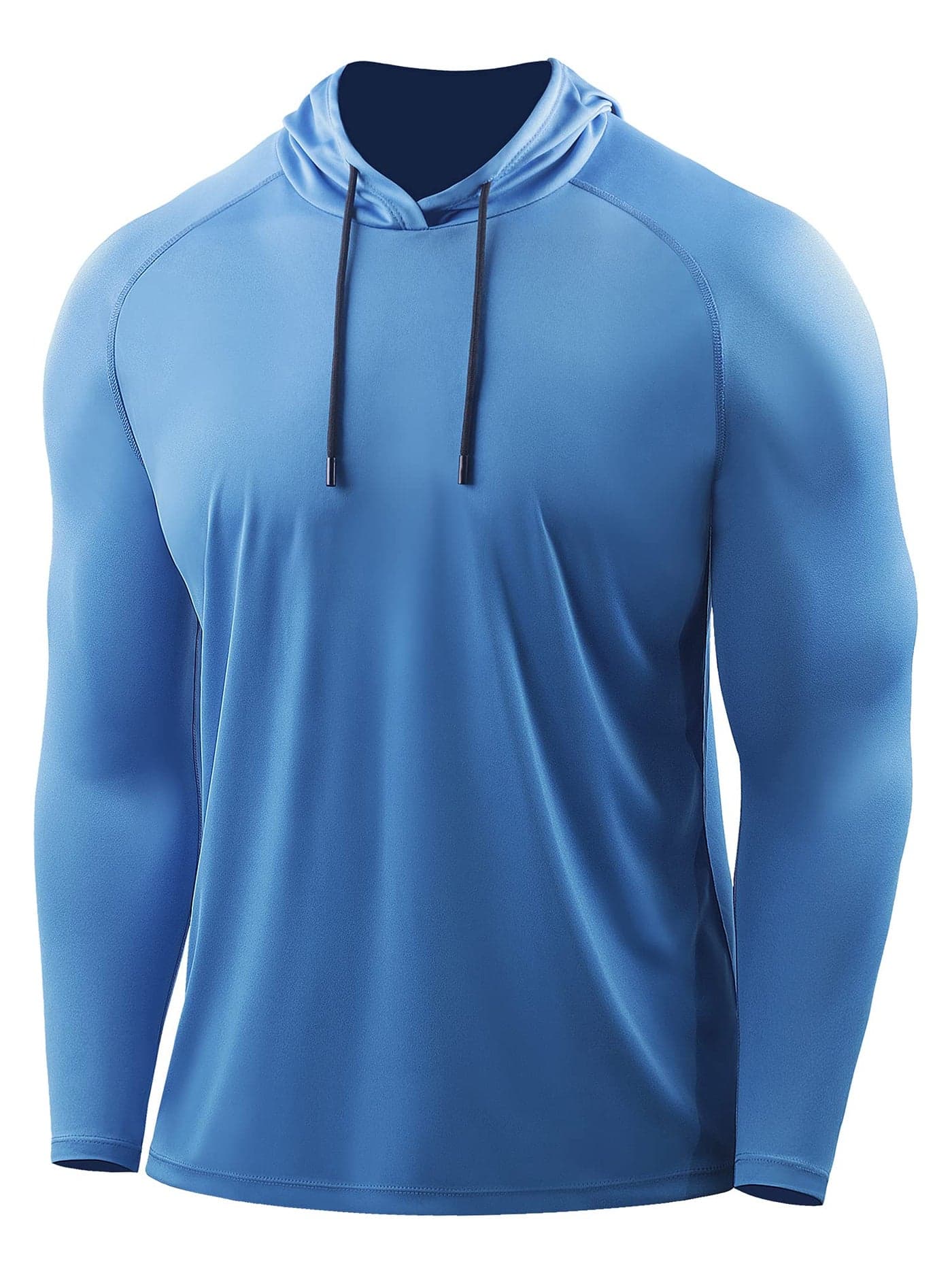 CADMUS Men's Workout Long Sleeve Fishing Shirts UPF 50+ Sun Protection Dry Fit Hoodies,1 Pack,Light Blue,Large
