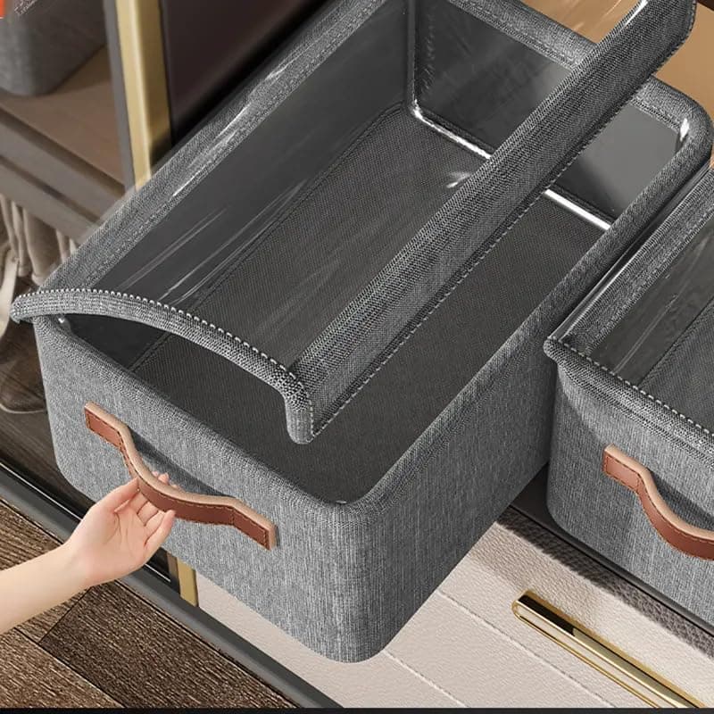 Suicune Clothing Storage Box Household Wardrobe Classification Storage Box with Lid Foldable Clothes Pants Organizer Box