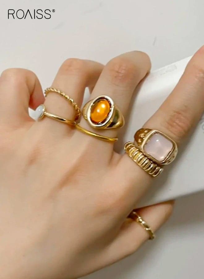 Women's 6-Piece Stackable Ring Set Niche High-End Versatile Jewelry Bohemian Vintage Bracelet Suitable for Everyday Wear, Banquets Parties