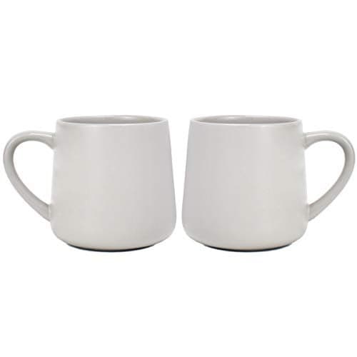 Bosmarlin Large Glossy Ceramic Coffee Mugs Set of 2, Tea Cup for Office and Home, 18 oz, Suitable for Dishwasher and Microwave(Gray, 2)
