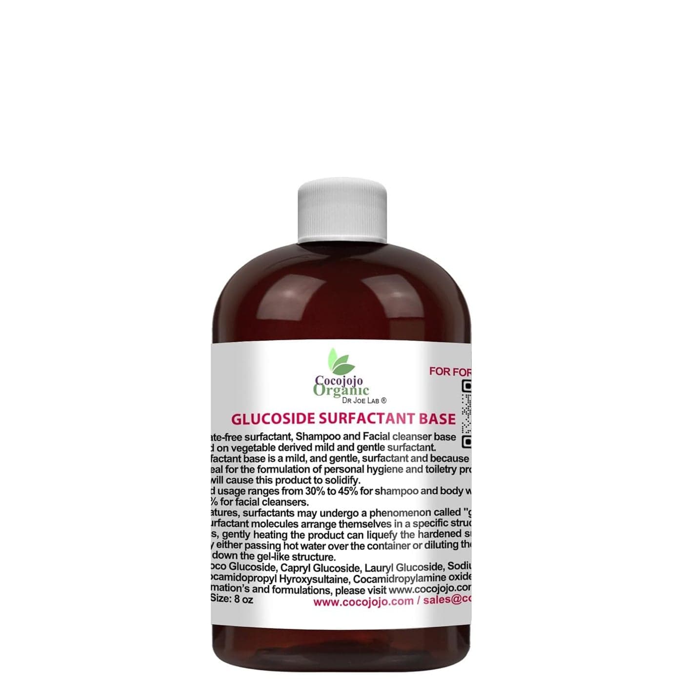 Dr Joe Lab Decyl Glucoside Natural Surfactant Surfactants for Soap Making Lauryl Glucoside DIY Shower Gel Skin Care Body and Face Wash Plant Derived Natural 32 Oz