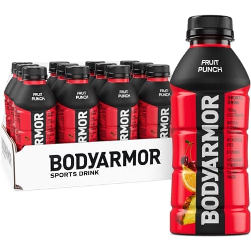 BODYARMOR Sports Drink Sports Beverage, Fruit Punch, Coconut Water Hydration, Natural Flavors With Vitamins, Potassium-Packed Electrolytes, Perfect For Athletes, 16 Fl Oz (Pack of 12)