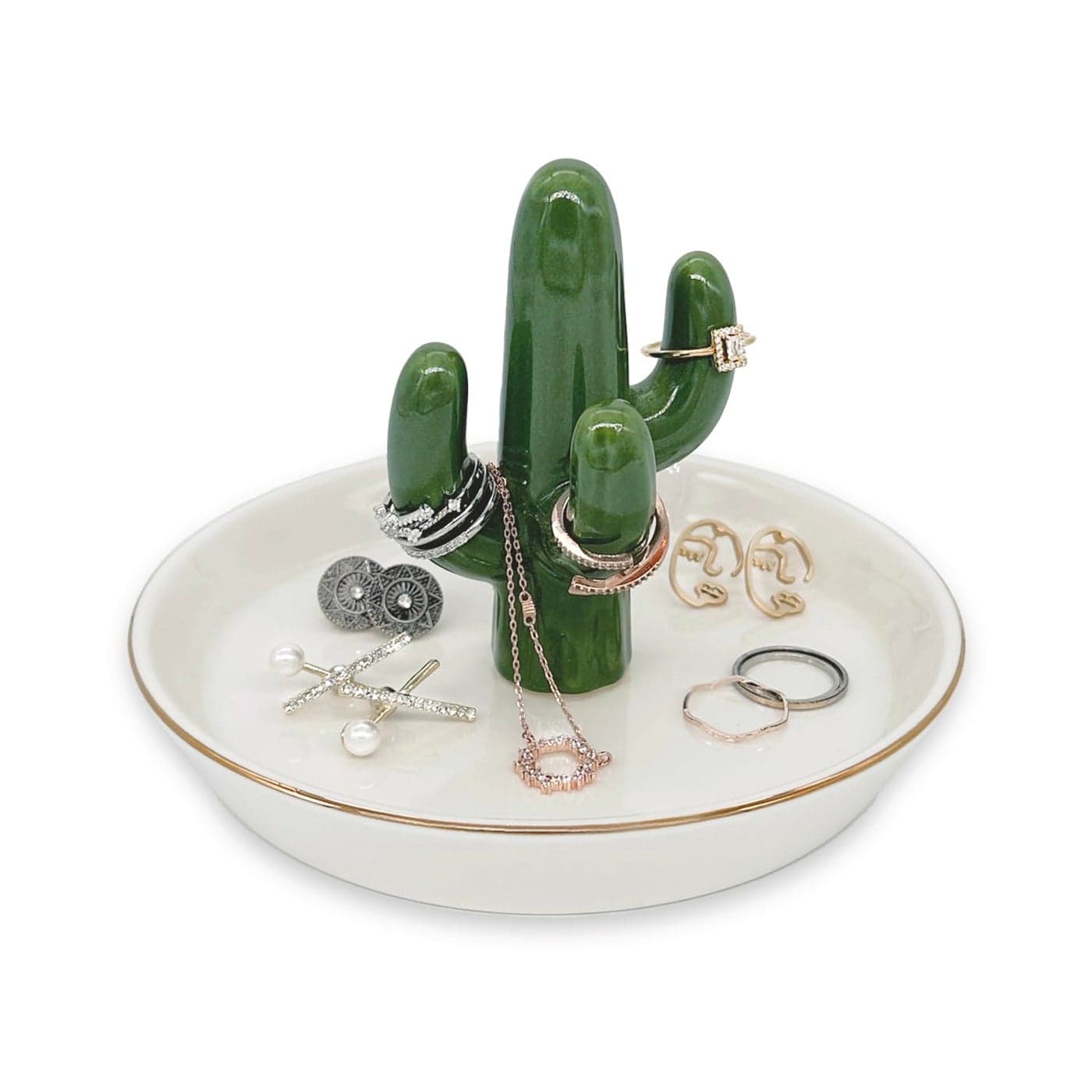 mono living Ceramic Cactus Ring Holder for Jewelry Ring Dish Cute Western Decor Hippie Room Trinket Tray Christmas Thanksgiving Gift for Women Teen Girl