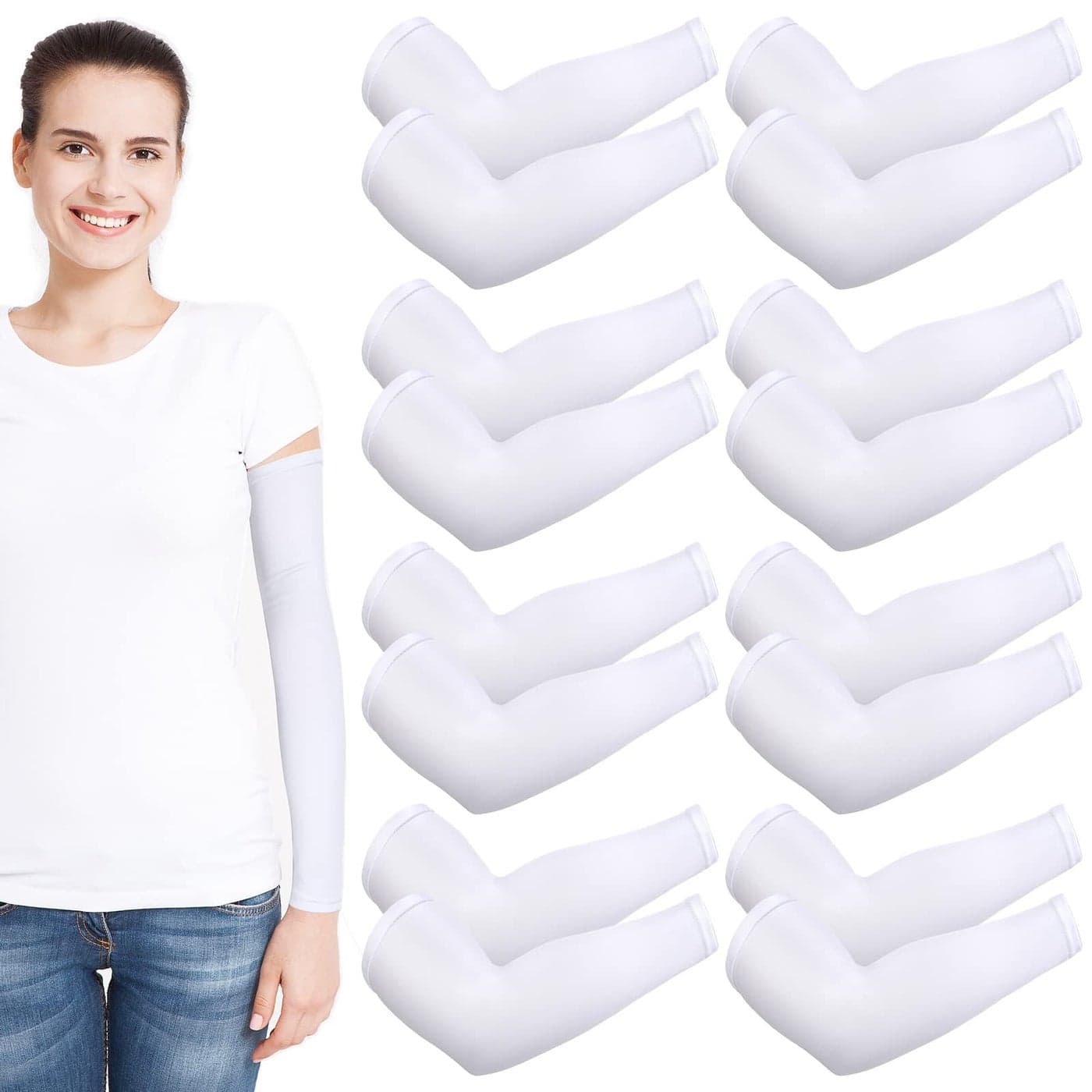Eurzom 8 Pairs Eczema Sleeve for Adult Teens Eczema Psoriasis Unisex Arm Leg Sleeve for Women Men UV Protection SleevesSmall
