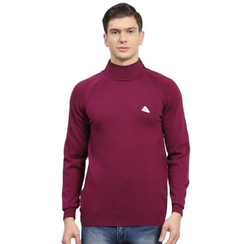 Monte Carlo Mens Solid Wine High Neck Full Sleeve Pullover (1240528HN-1147-46)