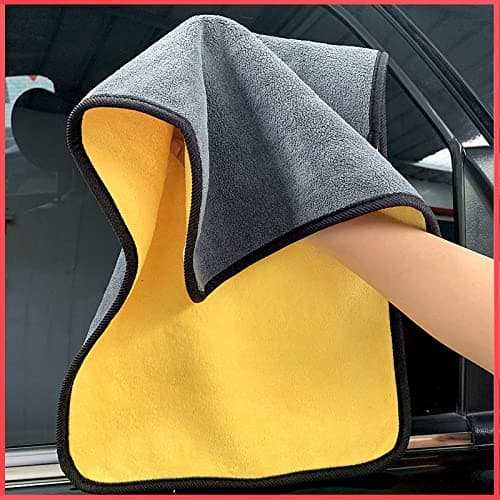 wolpin Microfiber Car Cloth 4 Pcs (60X30 Cm + 30X30 Cm) 800 Gsm, Thick Plush Lint & Streak-Free Multipurpose Double-Sided Cloths Automotive Towels For Car Bike Cleaning Polishing Washing & Detailing