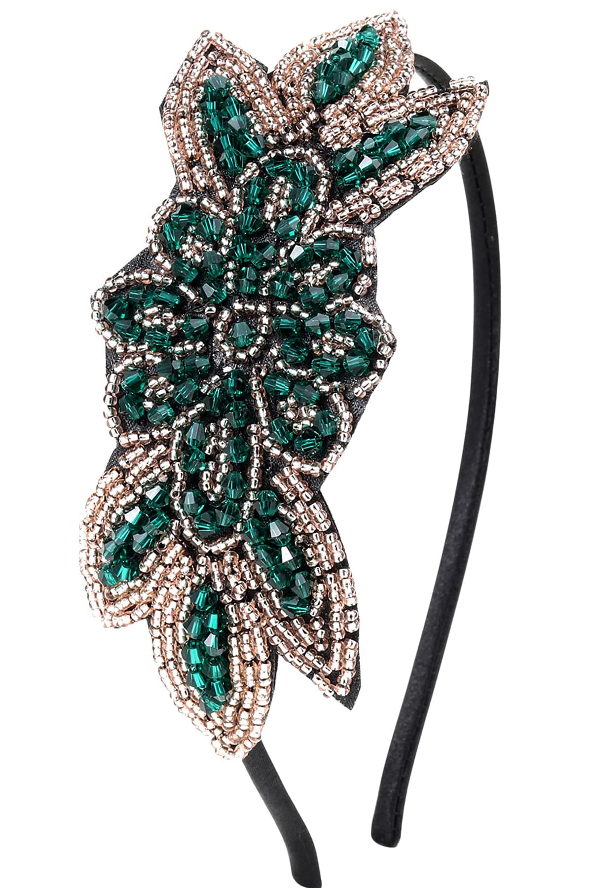 BABEYOND Flapper Headband 1920s Headpiece Art Deco Headpiece Rhinestone Hair Accessories for Women Style2Green