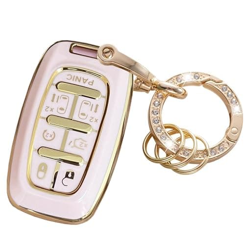 Kepdul for Chrysler Key Fob Cover Key Protective Key Shell Holder Accessories Fit for Chrysler Pacifica 7 Button for 20172024 Touring Pinnacle Limited Pink