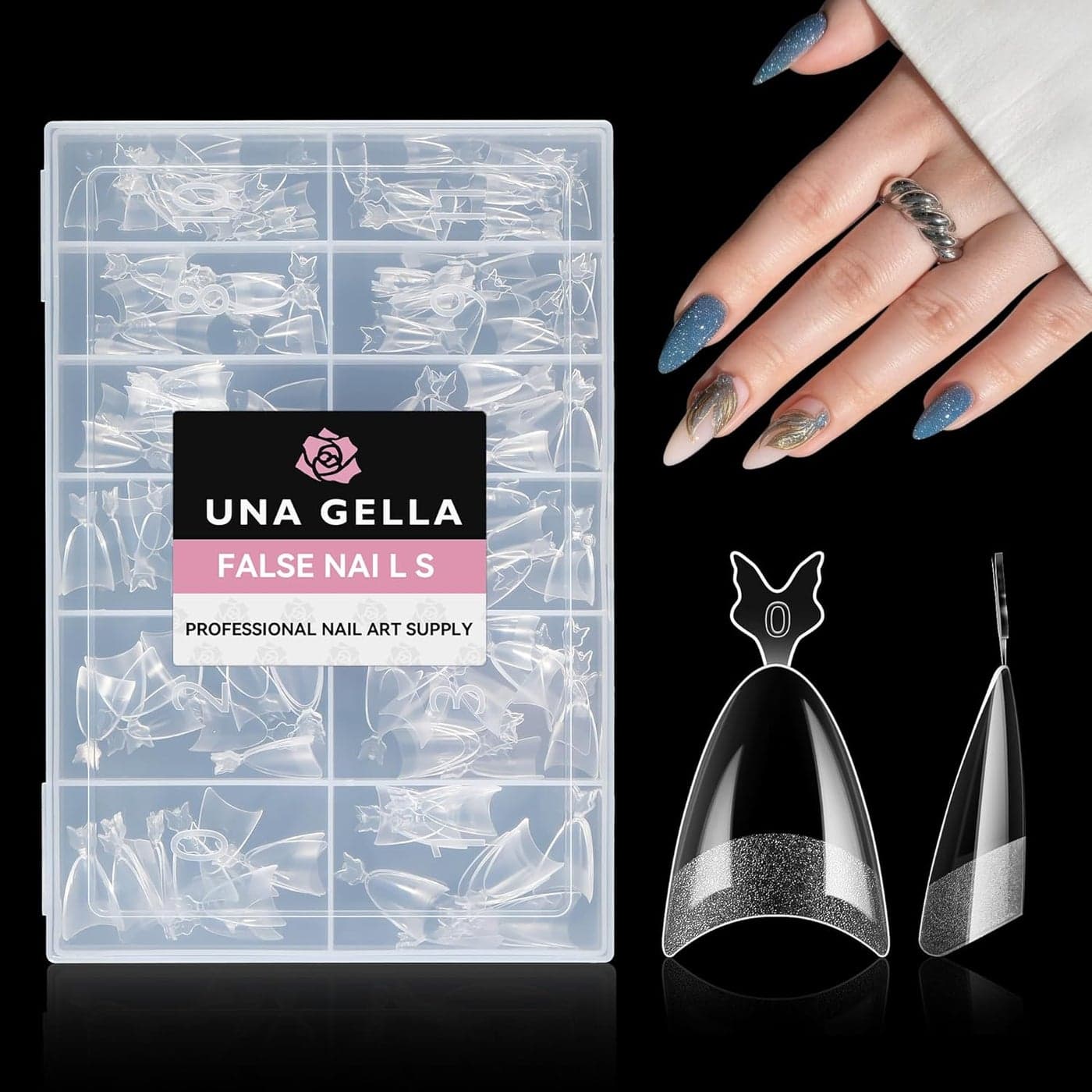 UNA GELLA Almond Shape Nail Tips Half Cover 216pcs Medium Almond Gel x Nail Tips Prebuff Matte Soft Gel Almond Acrylic Press On Nails Easier Gel Nail Extentions Art Salon 12 Sizes