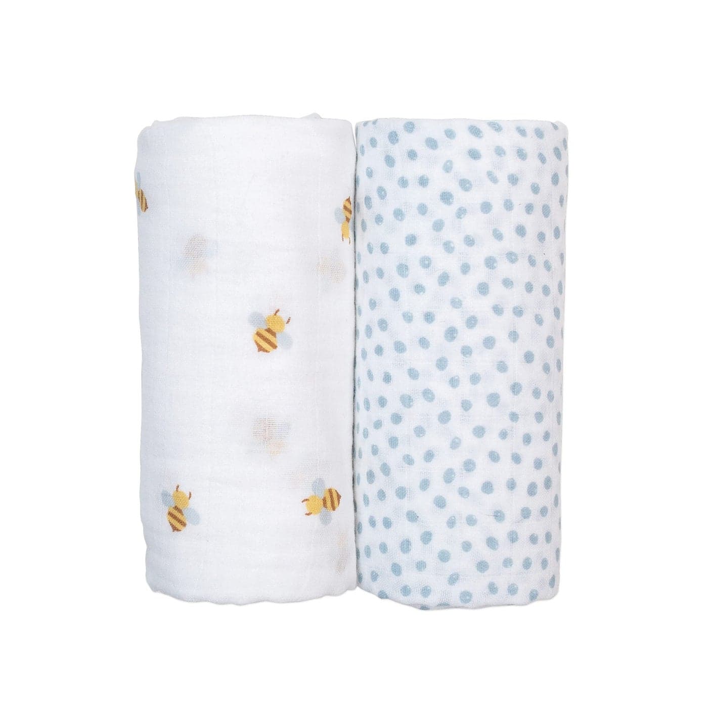 lulujo Baby Swaddle Blankets Unisex Softest Breathable Cotton Muslin Swaddle Blanket Set Neutral Receiving Blanket for Girls Boys 40in x 40in Bees Dots 2Count