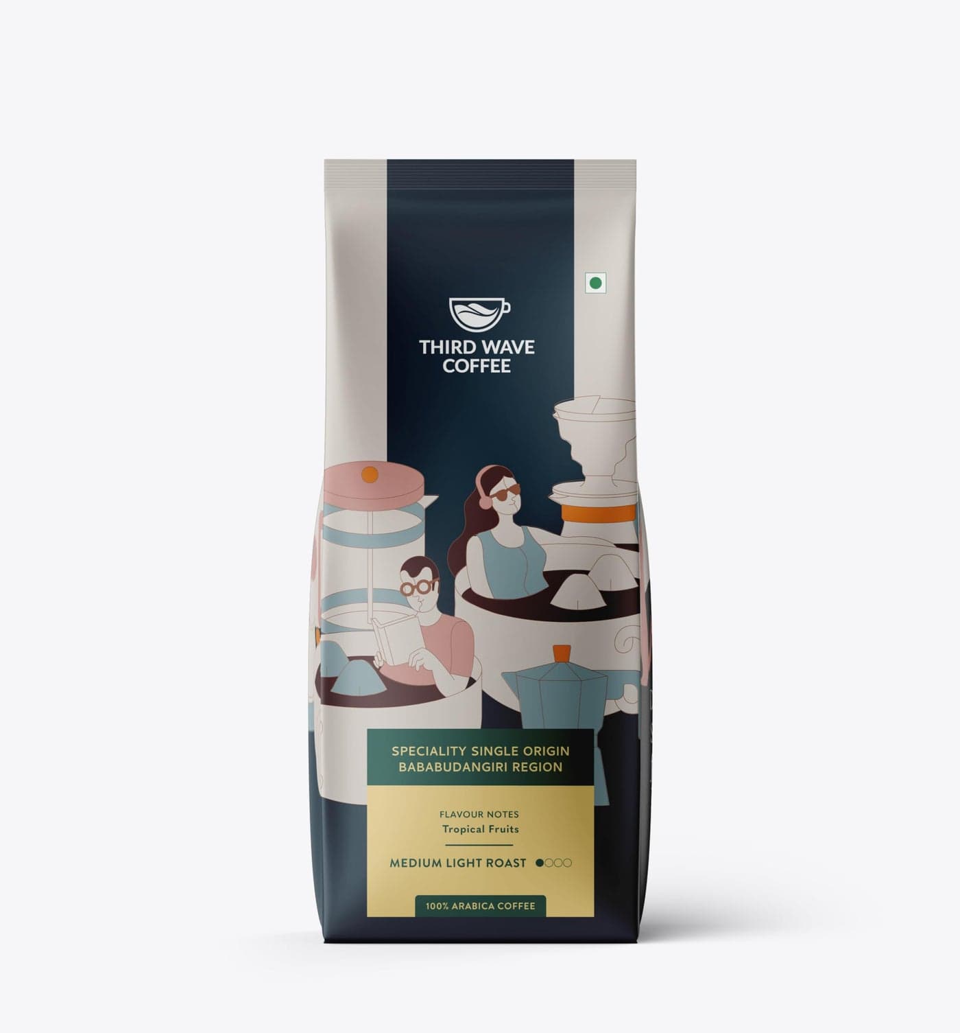 THIRD WAVE COFFEE | Speciality Single Origin Bababudangiri Region | 100% Arabica | Medium Light Roast | Pour Over | Medium Grind | 250 grams | Pouch