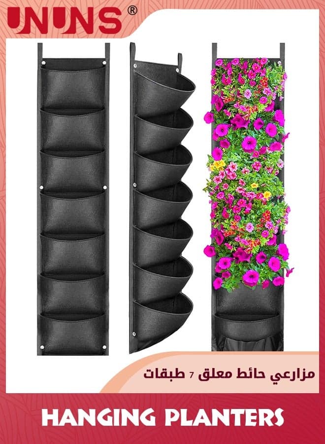 Hanging Wall Planters,7 Pockets Vertical Garden Planter Hanging Grow Bags For Indoor Outdoor,Flower Pots Railing Deck Balcony Home Decor