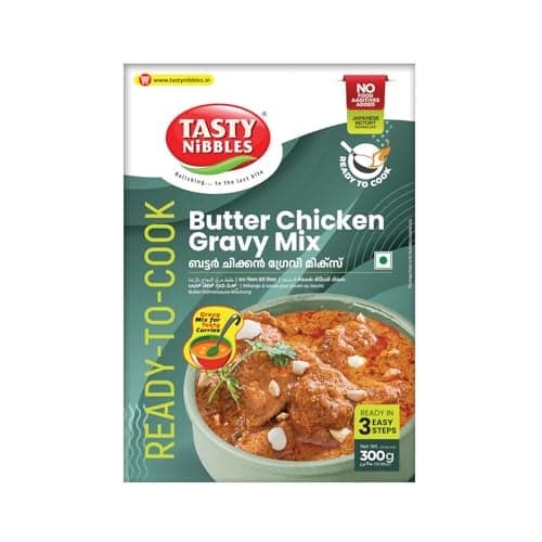 Tasty Nibbles Ready to Cook Butter Chicken Gravy Mix 300g| Chicken Masala Curry Paste| Chicken Curry Paste| No Food Additives Added | Japanese Retort Technology