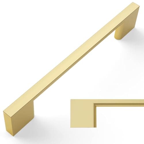 Amerdeco 10 Pack Brushed Gold Cabinet Pulls 5 Inch(128MM) Hole Centers Kitchen Cabinet Handles Cabinet Hardware Zinc Pull Handle Easy to Install ZH0060