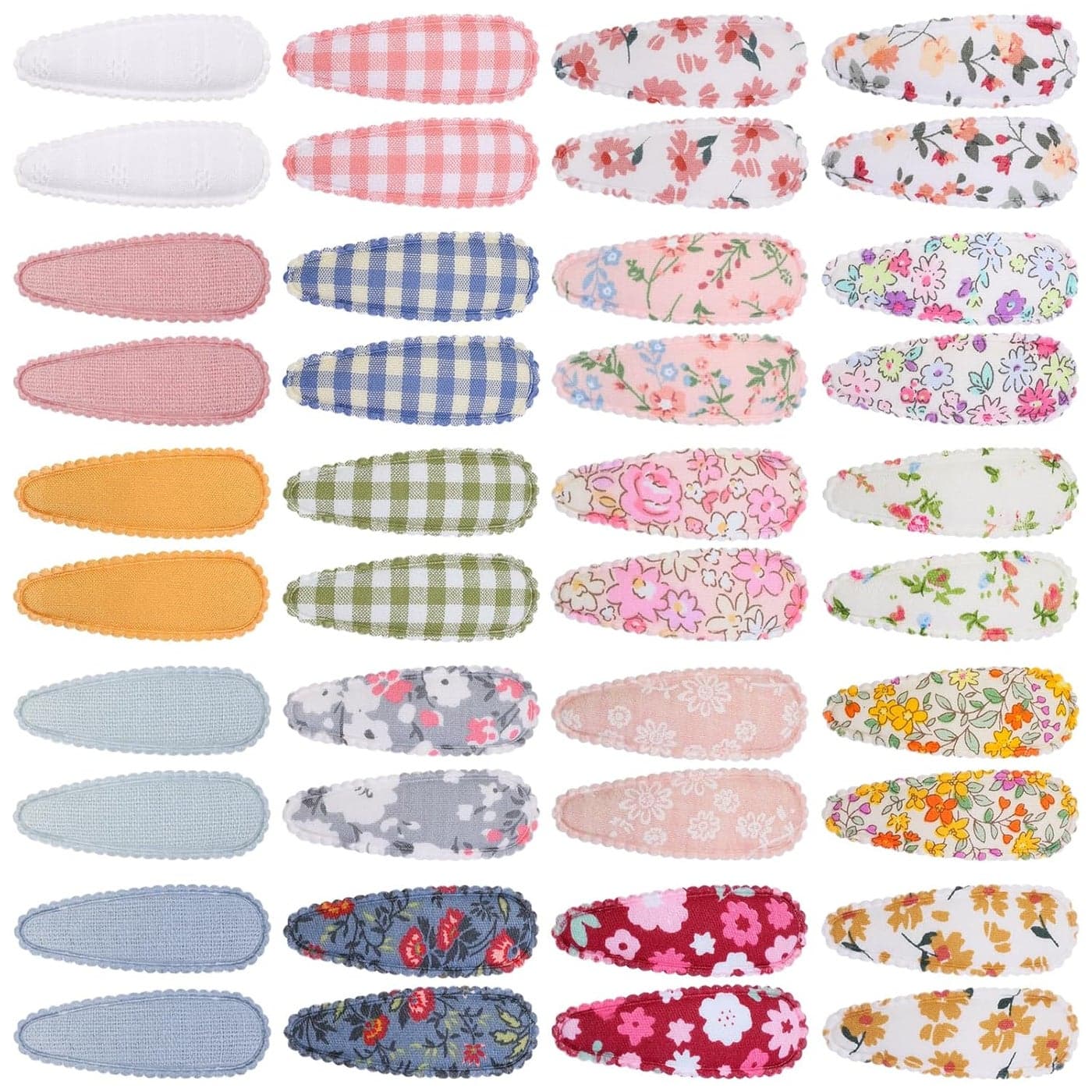 Choicbaby 40 Pcs Toddler Hair Clips Floral Print Girl Hair Clips for Girls Non Slip Wrapped Snap Hairpins for Kids Barrettes Hair Accessories for Baby Girls 22 Inch