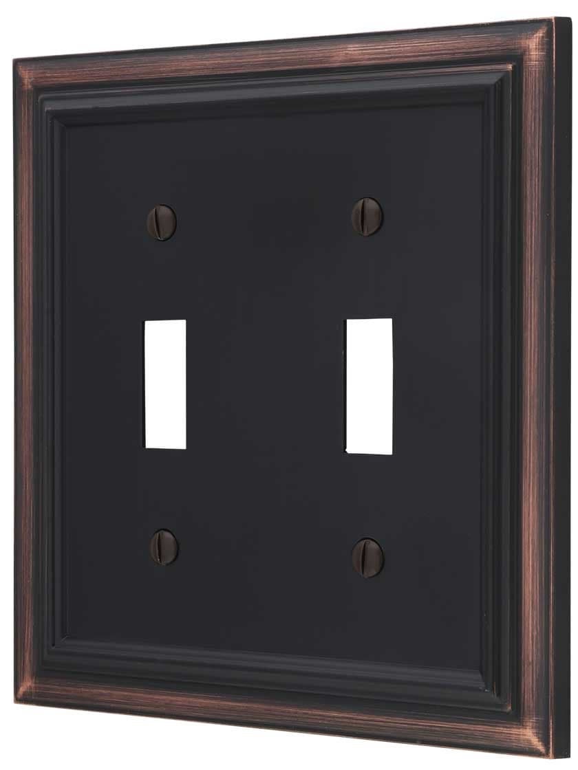 Amerelle 94TTVB Continental Wallplate 2 Toggle Cast Metal Aged Bronze 1Pack