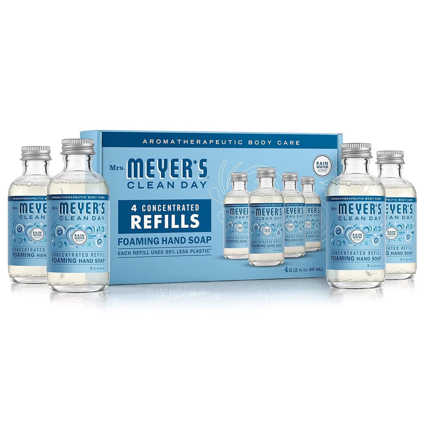 MRS MEYERS CLEAN DAY Foaming Hand Soap Concentrated Refills 4 Concentrated Refills 2 Fl Oz each Rain Water Scent Makes 40 Fl Oz of Foaming Soap Total