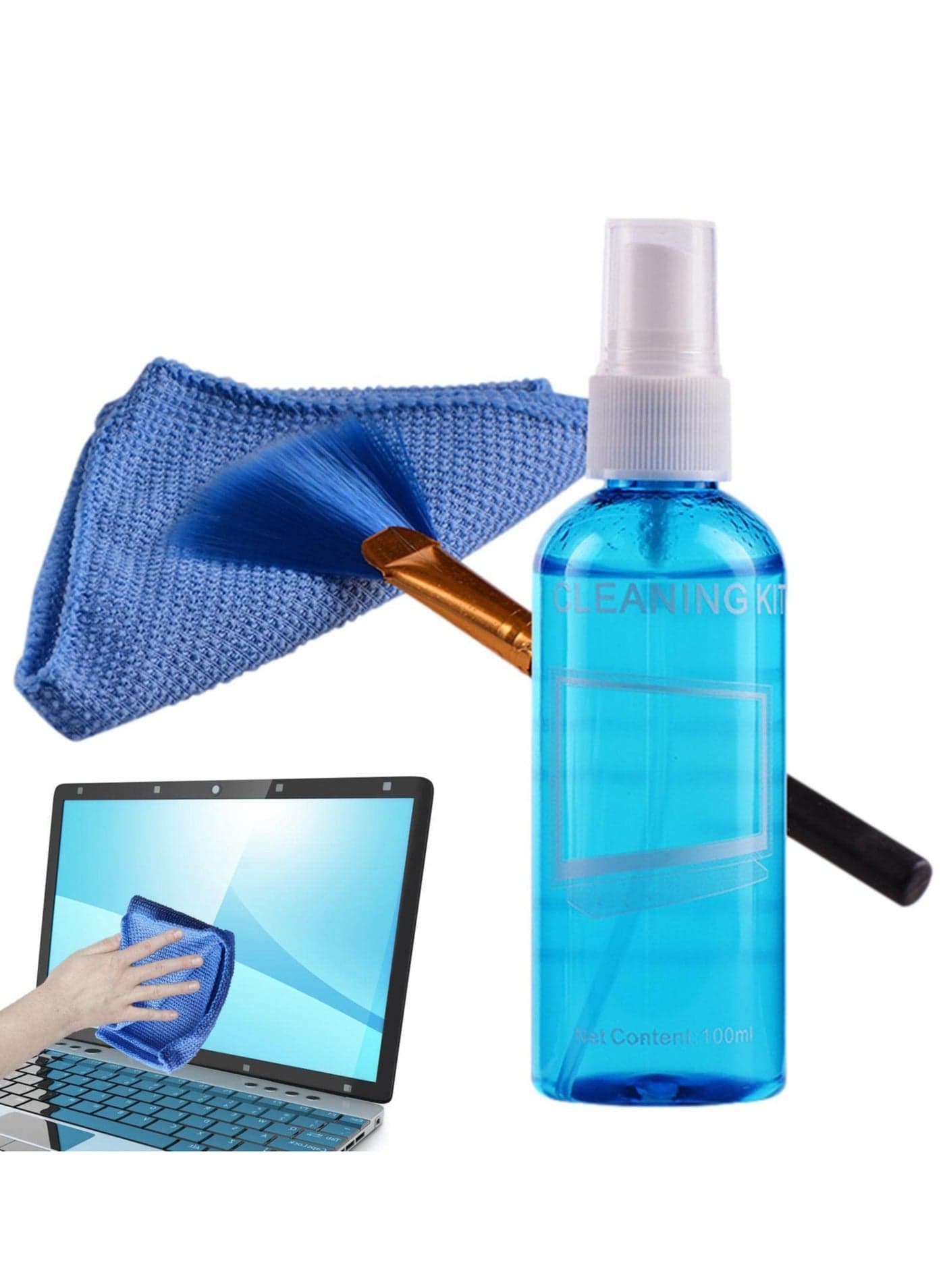 Laptop Screen Cleaning Kit with Spray, Brush, and Cloth for LCD TFT LED Plasma OLED Monitors and Devices