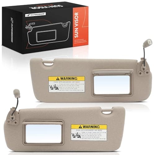 A-Premium Driver & Passenger Sun Visor Compatible with Hyundai Sonata 2005 2006 2007 2008 - with Vanity Mirror, with Sliding Extender, Beige Color - Replaces 85201-0A250-QD