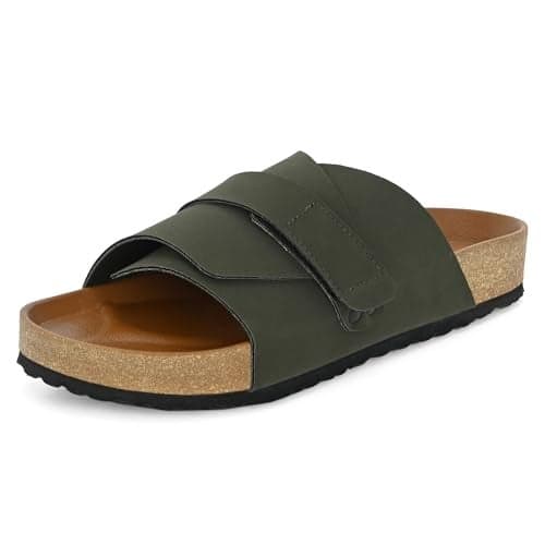 Centrino Mens Cushion Sliders/Slippers | PU Padding on the Footbed | Bounce Back Technology | Comfortable & LightWeight | Stylish & Everyday Flip Flops for Gents 6865-4_OLIVE_6