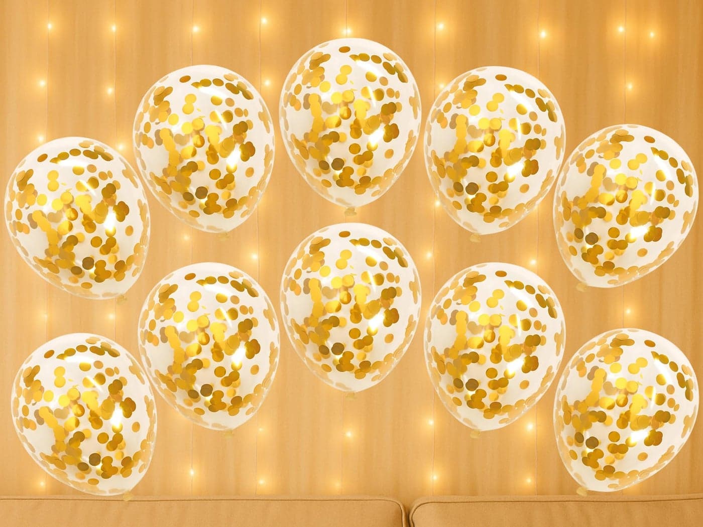 Mystic Toy Store 10 Pcs Confetti Balloons for Birthday Decoration Kit Gold Boys Girls Kids Men Women Pack Items Itm Set Pre Filled Transparent Confetti Balloons