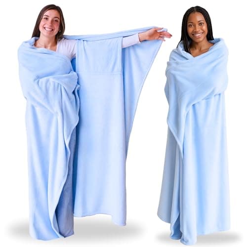 Super Blanky Wearable Blankets for Women, Adult Wearable Blanket Men, Christmas Gifts for Women, Comfy Girlfriend Birthday Gifts for Her, Wife Birthday Gift Ideas, Blanket With Sleeves - Baby Blue
