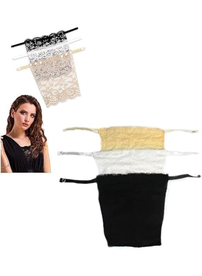 6 Pcs Lady Clip on Mock Camisole Bra Insert, Overlay Vest Lady Lace, Invisible Bra Anti Peep Invisible Bra Vest for Women, Easy to Use, Not Deform, for Women Vest, Dress, Office Lady, Etc