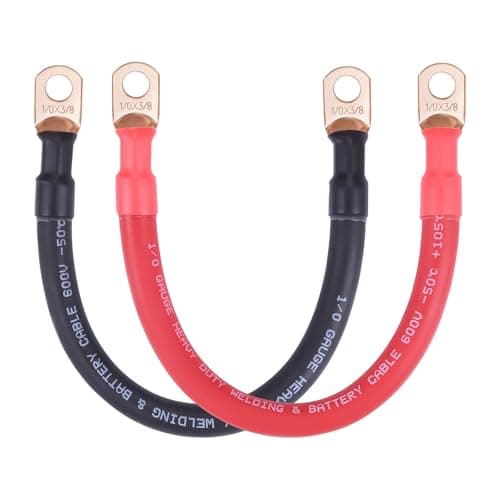 iGreely 10 AWG Battery CableFlexible 10 Gauge Wire Copper Welding Battery Power Inverter Cables with 38 Lugs for Automotive Solar Trolling Motorcycle RV Marine Boat Red Black 1FT Pair