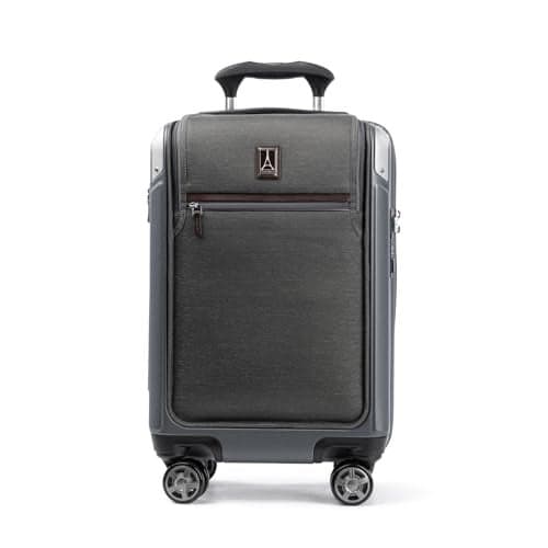 Travelpro Platinum Elite Hardside Expandable Carry on Luggage, 8 Wheel Spinner, TSA Lock, Hard Shell Polycarbonate Suitcase, Vintage Grey, Compact Carry on Laptop Pocket 20-Inch