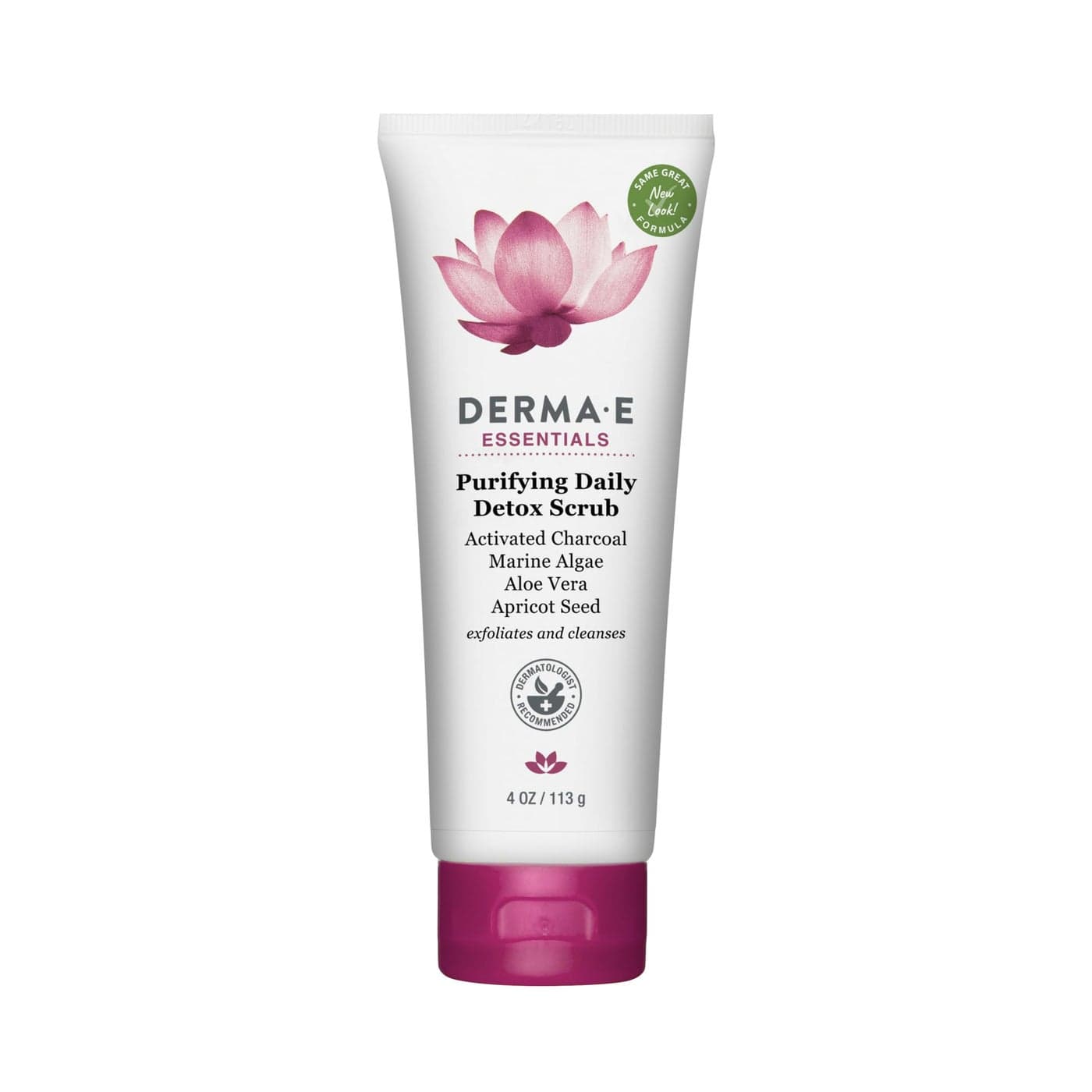 DERMA E Purifying Daily Facial Detox Scrub with Activated Charcoal and Seaweed Extract Exfoliating Face Scrub Cleanses Smooths and Brightens 4oz
